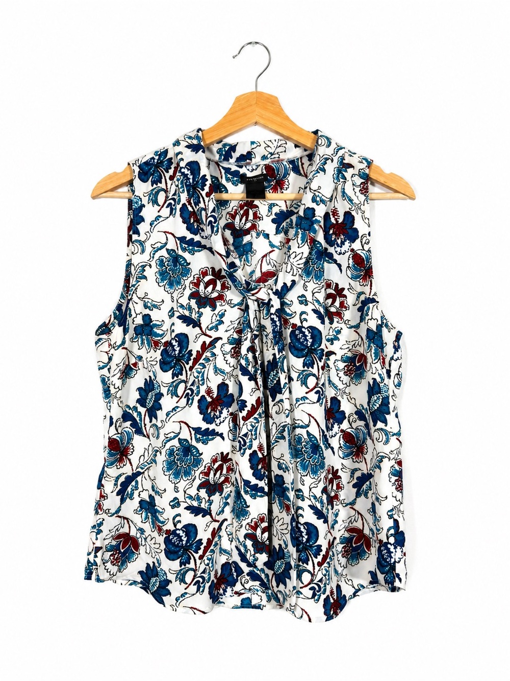 Ann Taylor Floral Sleeveless Blouse Size M Corporate Office Business Casual Chic